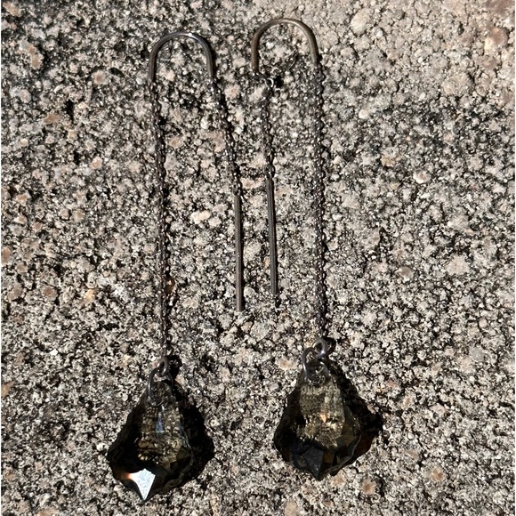 163. Sterling Silver Baroque Shape Swarovski Crystal Threader Earrings - Picture 3 of 11